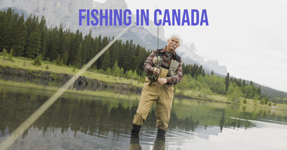 Happy Man fishing in Canada
