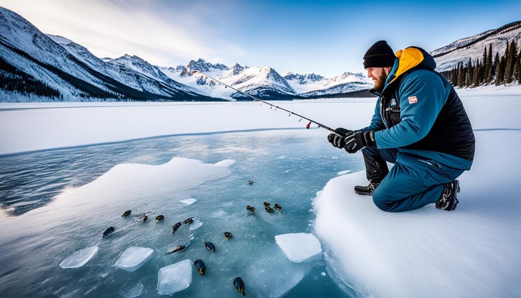 ice fishing for walleye