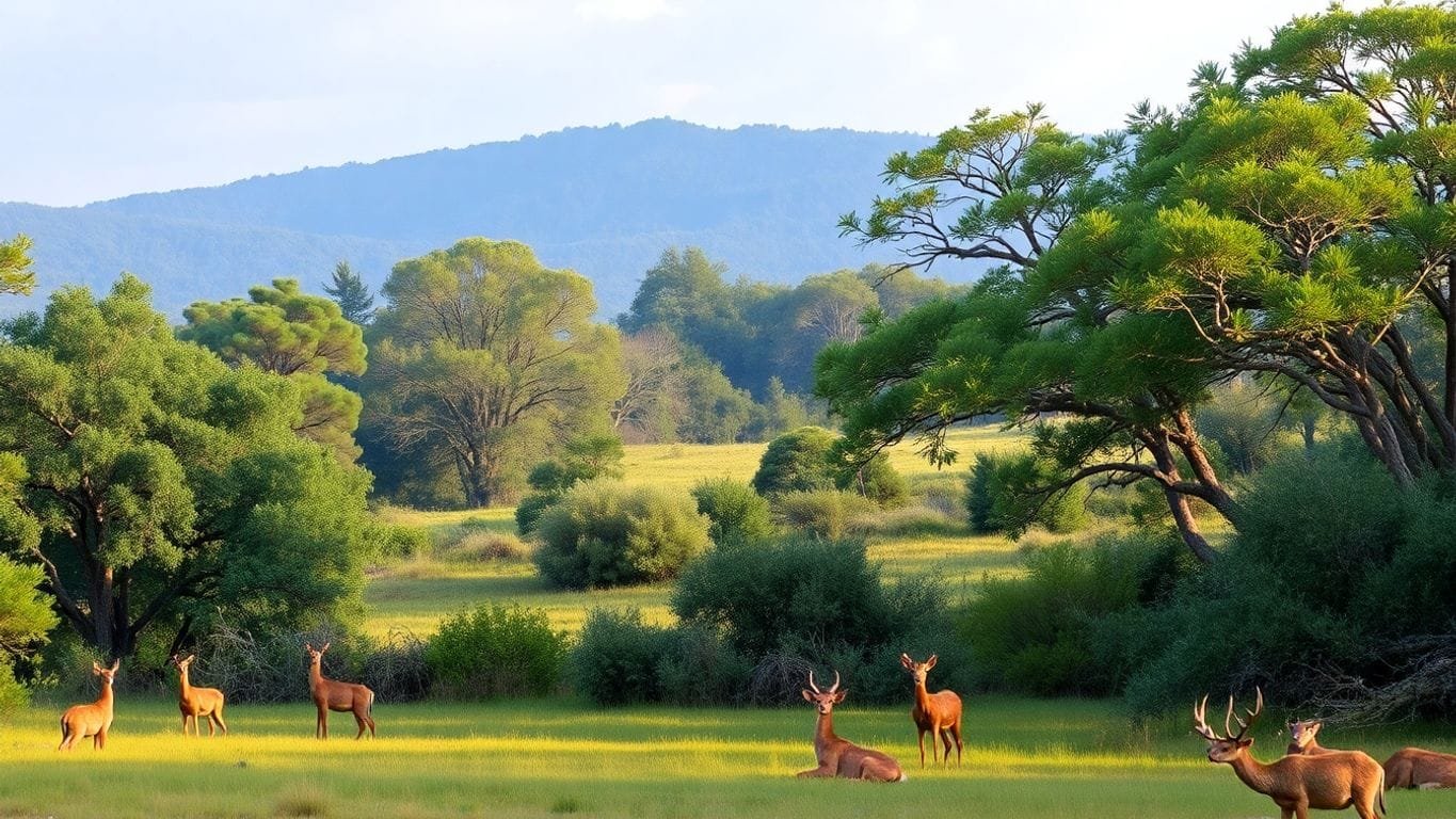 Wildlife habitat with feeding areas and resting spots.Identifying Bed Sites and Feeding Areas