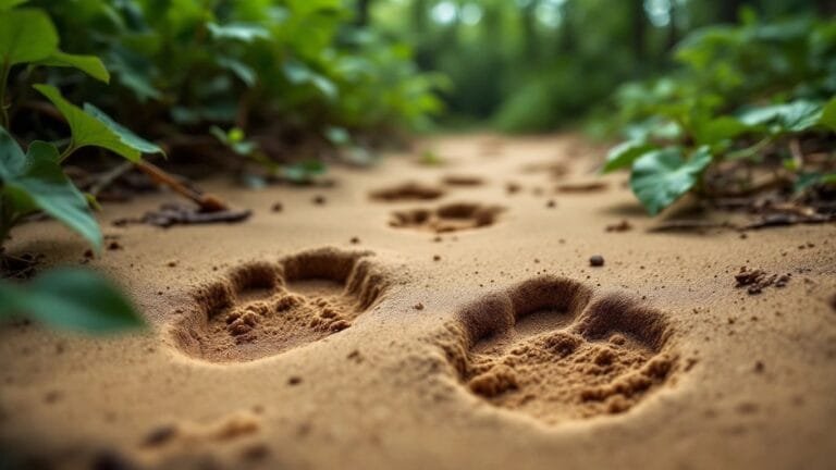 Detailed animal tracks on soft ground in nature.Reading Animal Behavior from Tracks