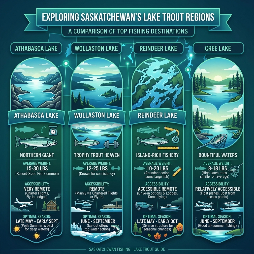 Saskatchewan Lake Trout Fishing Regions Map and Comparison