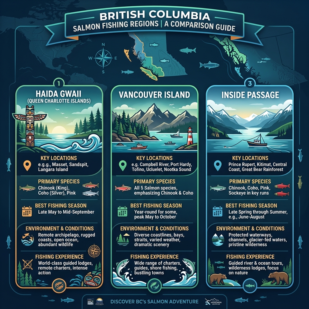 British Columbia Salmon Fishing Regions Map and Comparison