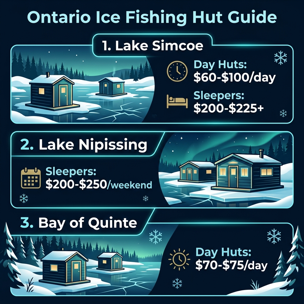 Ontario Ice Fishing Hut Rental Regions and Prices Map