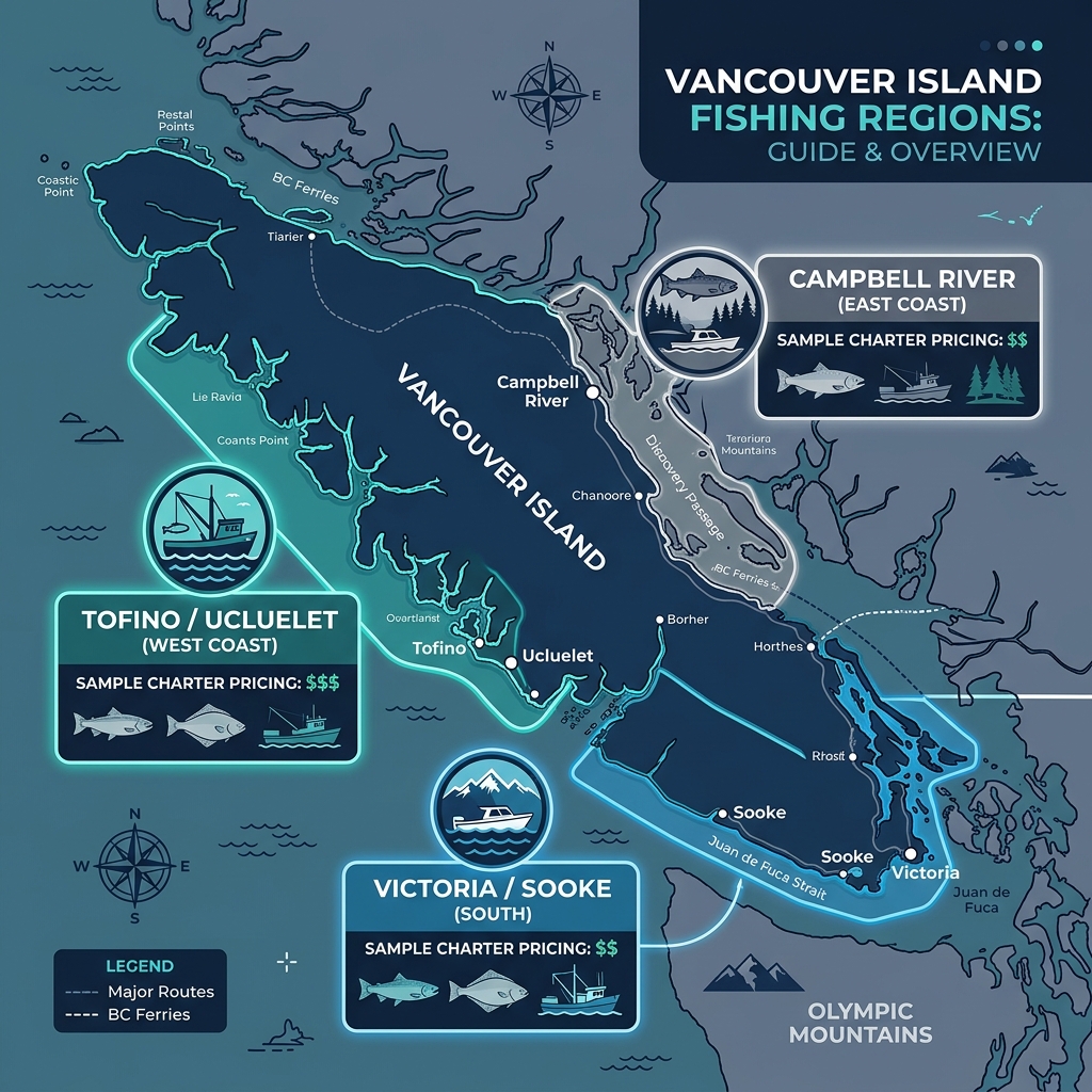 Vancouver Island Salmon Charter Regional Pricing Map