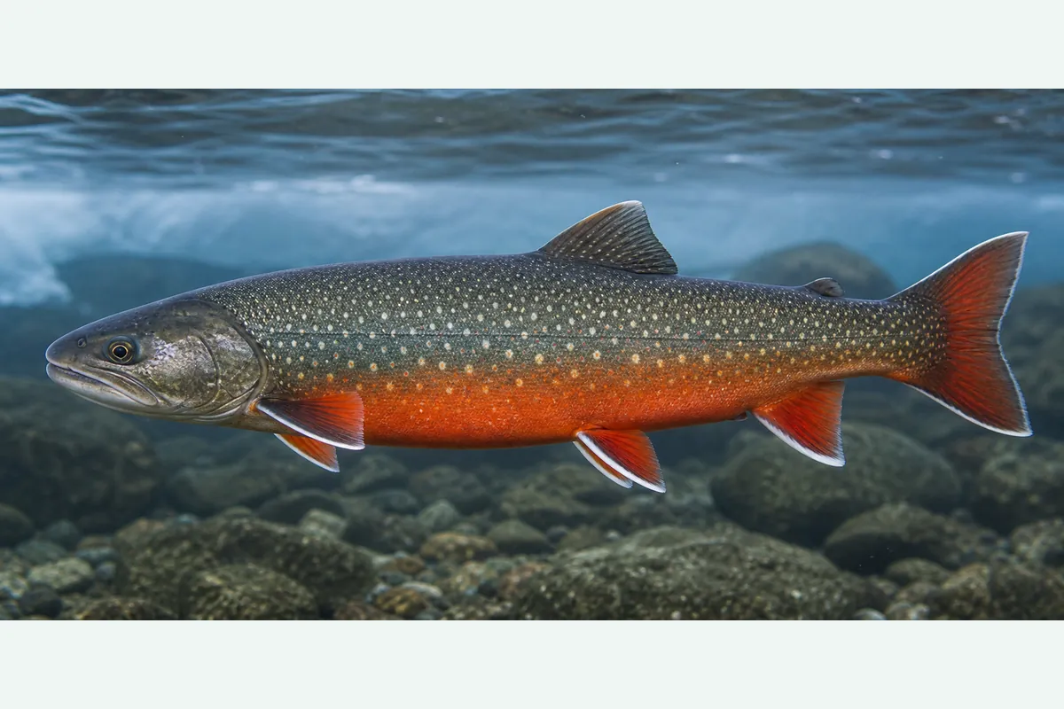 Realistic identification illustration of an Arctic char fish in side profile