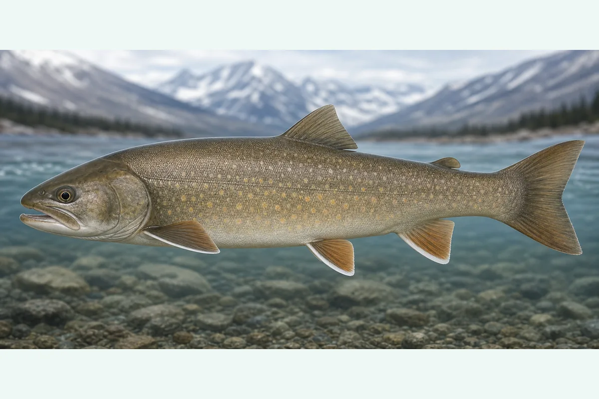 Realistic identification illustration of a bull trout fish in side profile