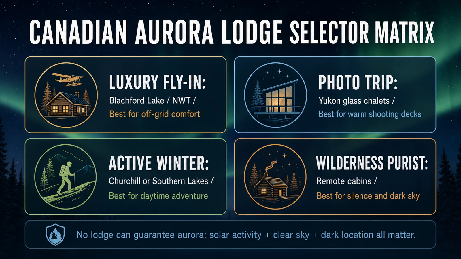 Canadian Aurora Lodge Selector Matrix infographic