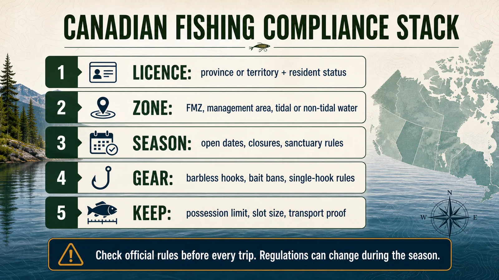 Canadian Fishing Compliance Stack infographic