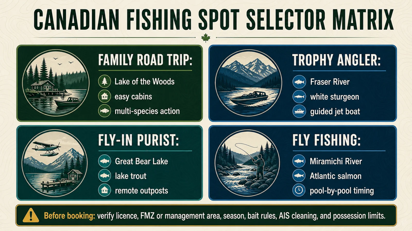 Canadian Fishing Spot Selector Matrix infographic