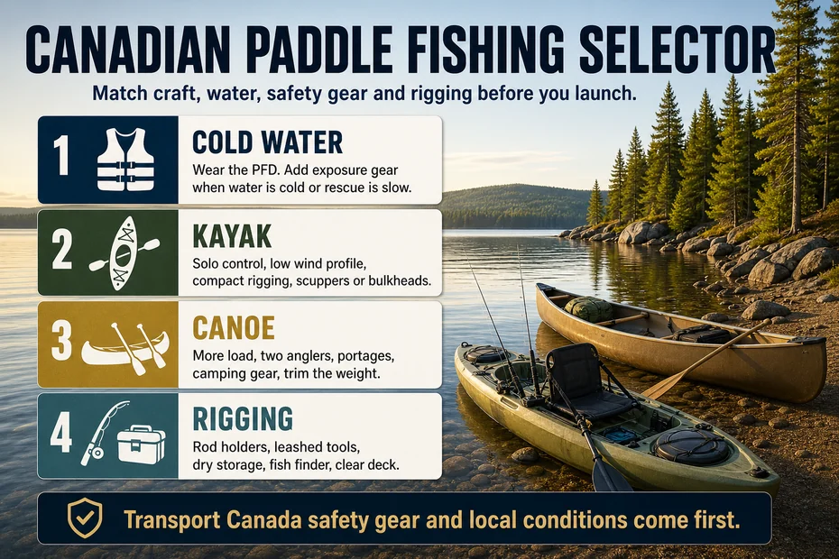 Canadian paddle fishing selector infographic for kayak canoe safety and rigging