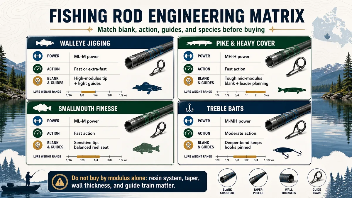 Fishing rod engineering matrix for Canadian anglers