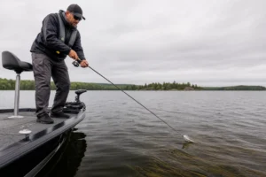 Canadian angler applying how to fish a chatterbait for bass in realistic northern water conditions
