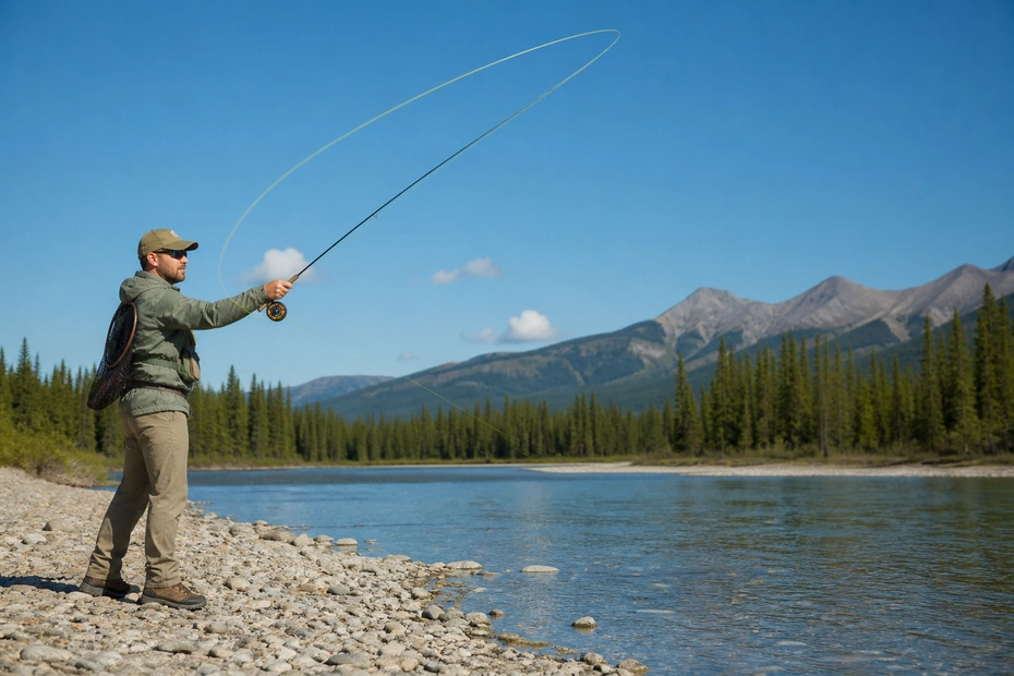 Canadian angler applying how to fly fish in Canada in realistic northern water conditions