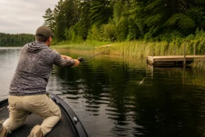 Canadian angler applying precision flipping and pitching for bass in realistic northern water conditions