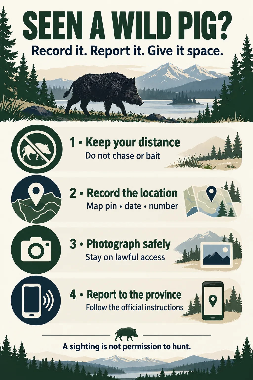 Four steps for recording and reporting a wild pig sighting