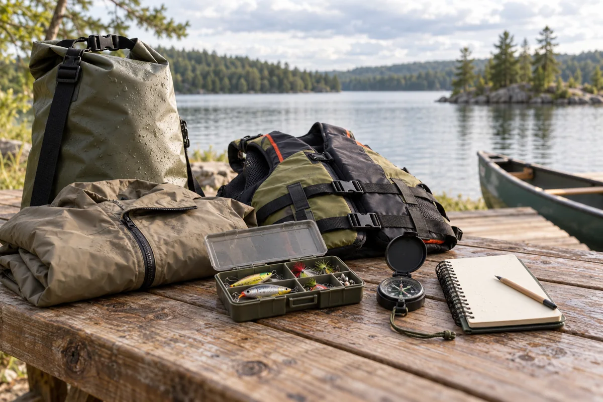 Flotation, dry clothing and communication planning for a fishing trip
